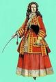 1720 г. Дама в костюме для верховой езды и шарфе
